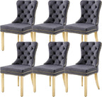 KCC Velvet Dining Chairs Set of 6, Upholstered High-end Tufted Dining Chair by KCC