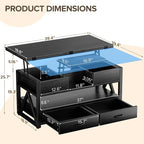 Memobarco 40" Lift Top Coffee Table, 4 in 1 Multi-Function Lift Coffee Tables - Image 2
