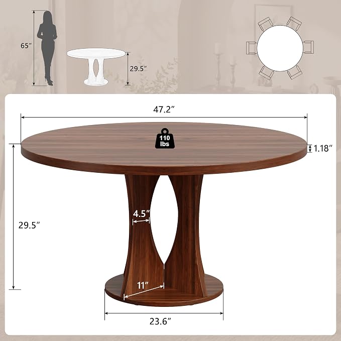 Einhomn 47.2-inch Round Dining Table, Kitchen Table - Image 2