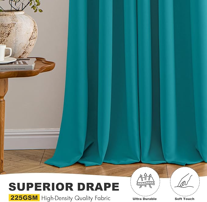 MIULEE Blackout Curtains for Bedroom 2 Panels 40 x 84 Inch Long Teal | Thermal - Image 5