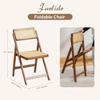 Furlide Rattan Folding Chair, Modern Mid Century Dining Chairs Set of 1 - Image 2