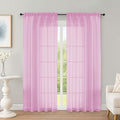 Pink Sheer Curtains 72 Inches Long 2 Panels Set, Transparent Voile Sheer Curtain by OWENIE