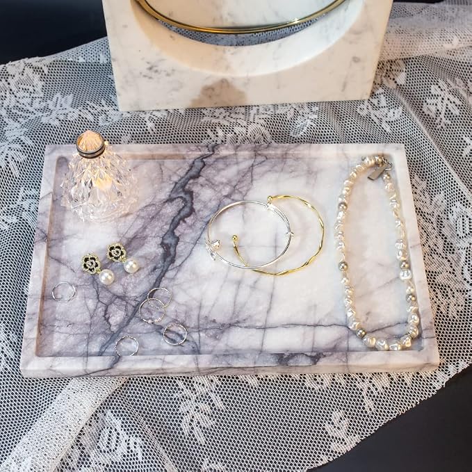 Real Luxurious Vanity Tray Natural Genuine Marble Storage Tray - Image 5