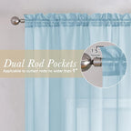 Sky Blue Sheer Curtains 90 Inches Long 2 Panels, Light Filtering Voile Solid - Image 5