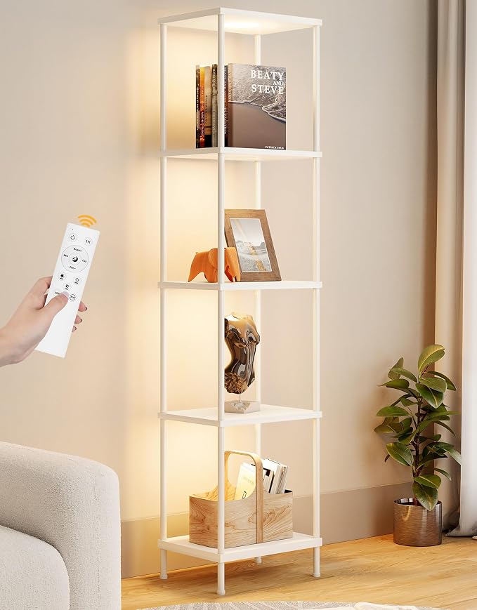 Display Shelf with RGBCW Light, Color Changing Curio Cabinet Floor Lamp with by PARTPHONER