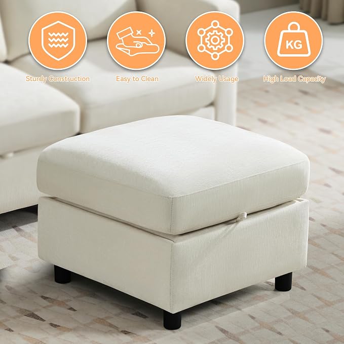 WUTUTUEE 25" Square Storage Ottoman - Image 6