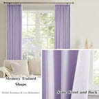 Pinch Pleated Lavender Blackout Curtains Short 2 Panels Set 45 Inch Length - Image 6