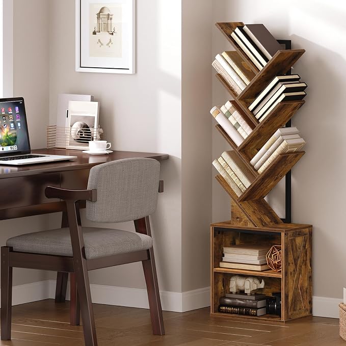 RALGEND Tree Bookshelf, 6 Tier Bookcase - Image 4