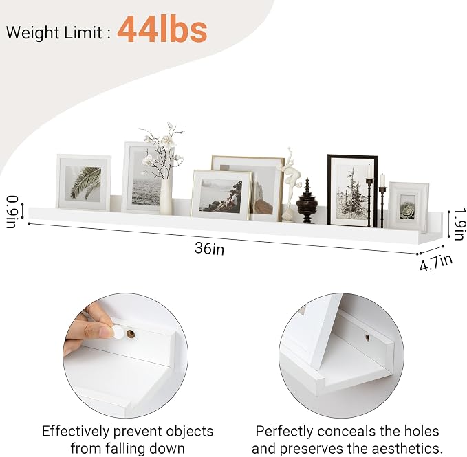 Floating Shelves for Wall, 36 inch Wood Floating Shelves Set of 2, Picture - Image 3