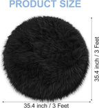 Black Round Rug for Bedroom, Fluffy Circle Rug 3 3 Feet for Kids Room, Furry - Image 2