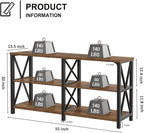 LVB Wood Console Table, Rustic 3 Tier Sofa Table Behind Couch, Industrial Metal - Image 2