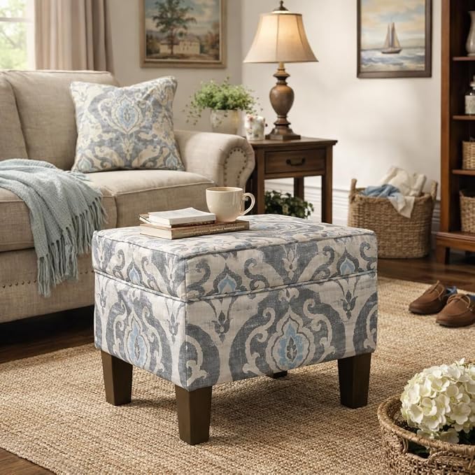 Homepop Home Decor |K7646-A750 | Upholstered Modern Rectangular Storage Ottoman - Image 2