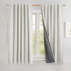 NICETOWN 100% Blackout Cafe Curtains 48 inches Long 2 Panels, Linen Blend by NICETOWN