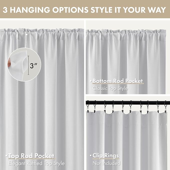 MIULEE 4-Panel Blackout Kitchen Window Curtain Panels 40"x45" Greyish White | - Image 8