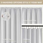 MIULEE 84 Inch Length Greyish White Blackout Bedroom Curtains Set of 4 | - Image 8