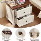 SAVOR LIFE Farmhouse Nightstand Set of 2, Rustic Low Nightstands - Image 5