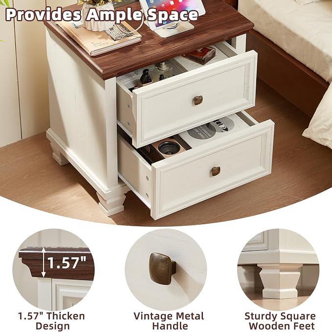 SAVOR LIFE Farmhouse Nightstand - Image 8