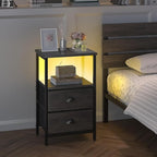 sthmec Nightstand with Charging Station, LED Night Stand Set of 2, Bedside - Image 5