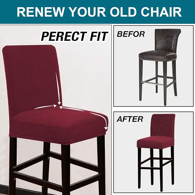 Turquoize Stretch Bar Stool Cover Counter Stool Pub Chair Slipcover - Image 5