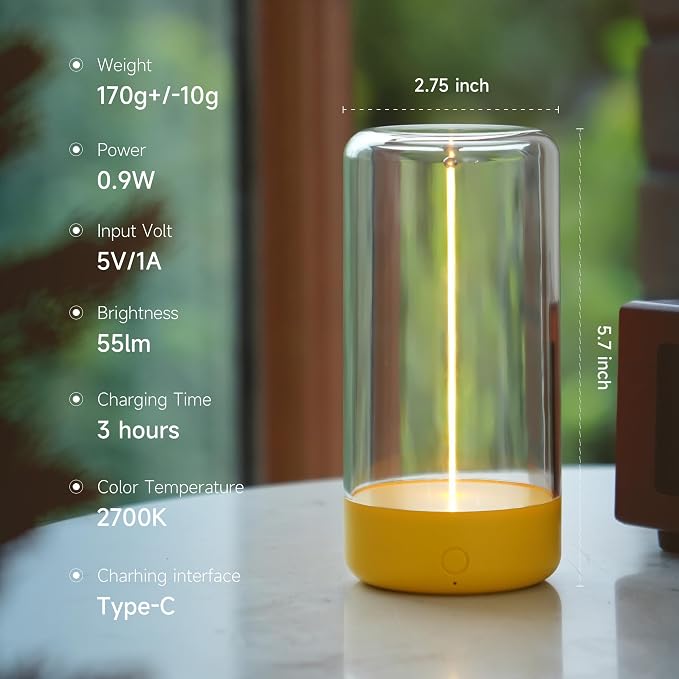 AUGE LIGHT Mini Minimalist Table Lamp Cordless Lamp Rechargeable Table Lamp - Image 5