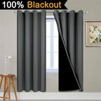 Yakamok Dark Grey 100% Blackout Curtains 72 Inches Long 52" Wide 2 Panels | - Image 2