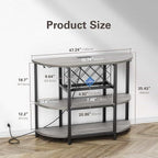 Zarler Bar Cart with Power Outlet Easy to Assemble, LED Home Bar Cabinet - Image 3
