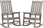 Psilvam Outdoor Rocking Chair Set of 2, Poly Lumber Oversized Rocking Chair by PsilvamGardenFurniture