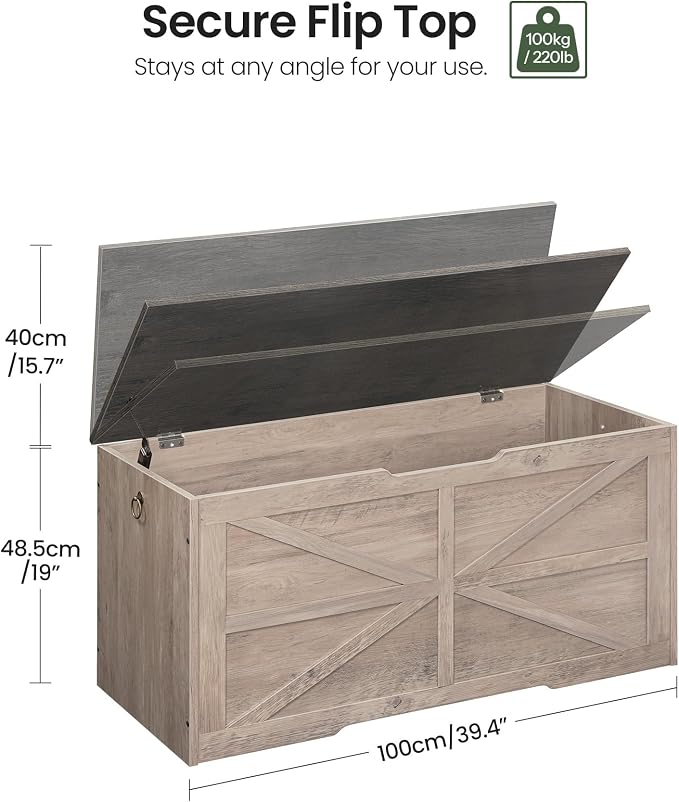 CHOEZON Storage Chest, 39.4" Wooden Storage Trunk, Retro Storage Bench - Image 3