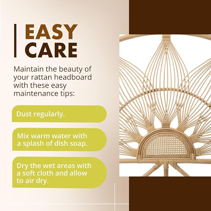 Kouboo Sunflower Rattan Full Headboard Bedroom Bedroom Furniture Headboard Full - Image 5
