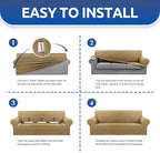 Stretch Loveseat Couch Cover, 2 Cushion Couch Slipcover, Tan | 1-Piece Washable - Image 6