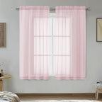Blush Pink Sheer Curtains 45 Inches Long 2 Panels by OVZME
