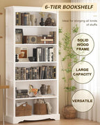 TVU 6-Tier Wooden Bookshelf, 76 Inch Tall Bookshelf - Image 5