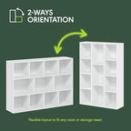Furinno LUDER Book Shelf, 11-Cube Bookshelf, Reversible Bookcase, 9.4 x 29.1 x - Image 5