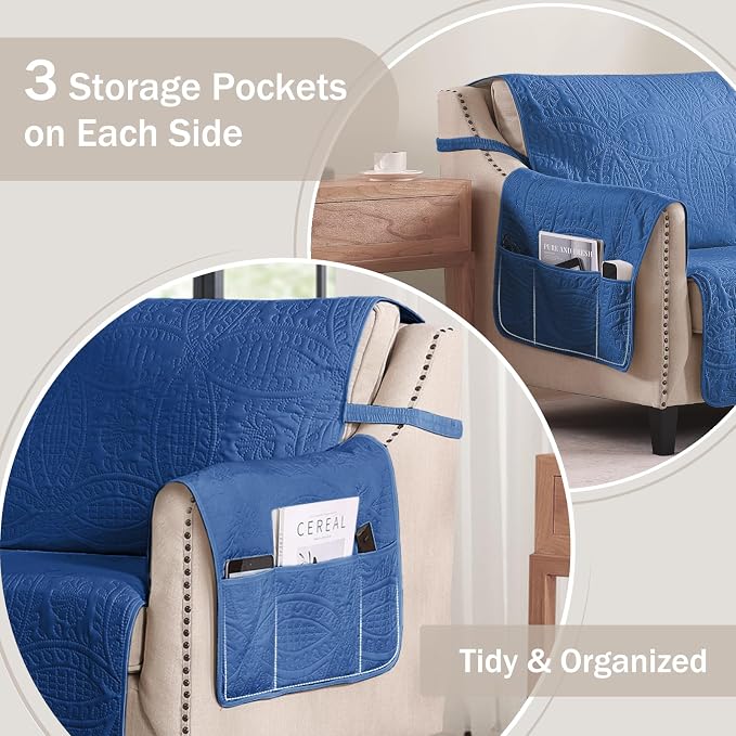 Soft Quilted Couch Cover with Pockets - Image 4