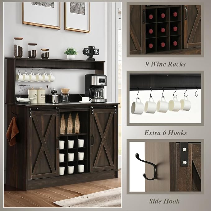 4ever2buy Farmhouse Coffee Bar Cabinet - Image 5