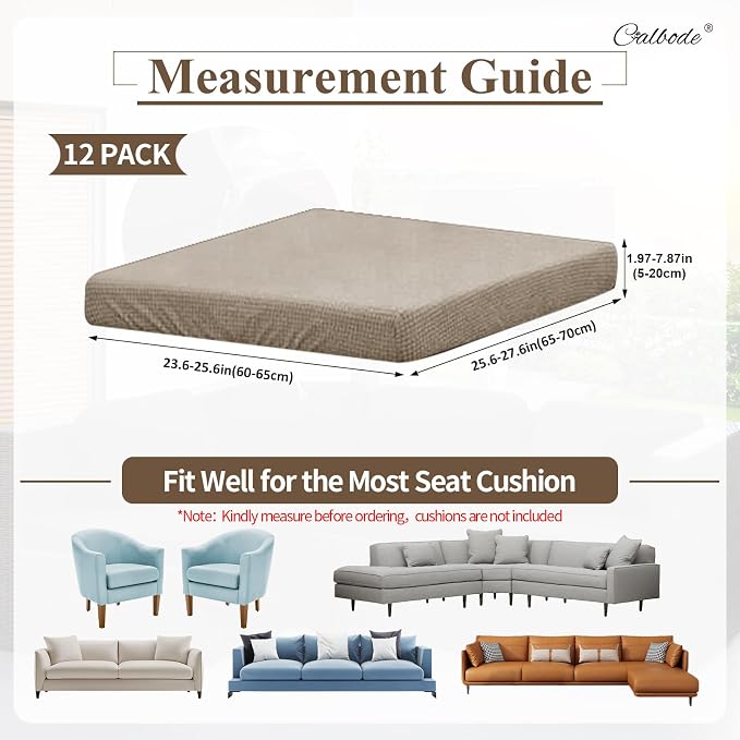 CALBODE 12Pcs Outdoor Stretch Cushion Covers, Waterproof Outdoor Chair Cushion - Image 2