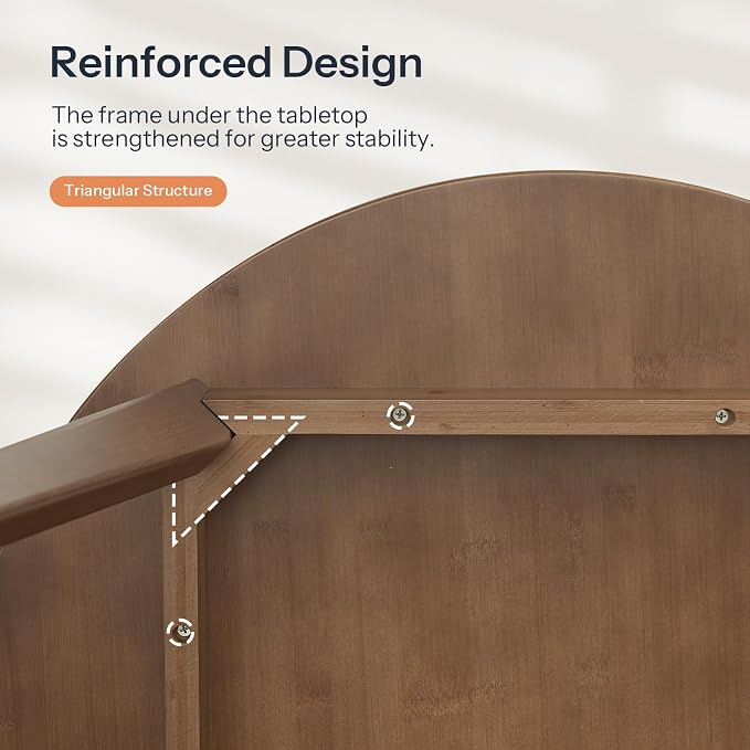 HOOBRO Bamboo Dining Table, Round Dining Table - Image 7