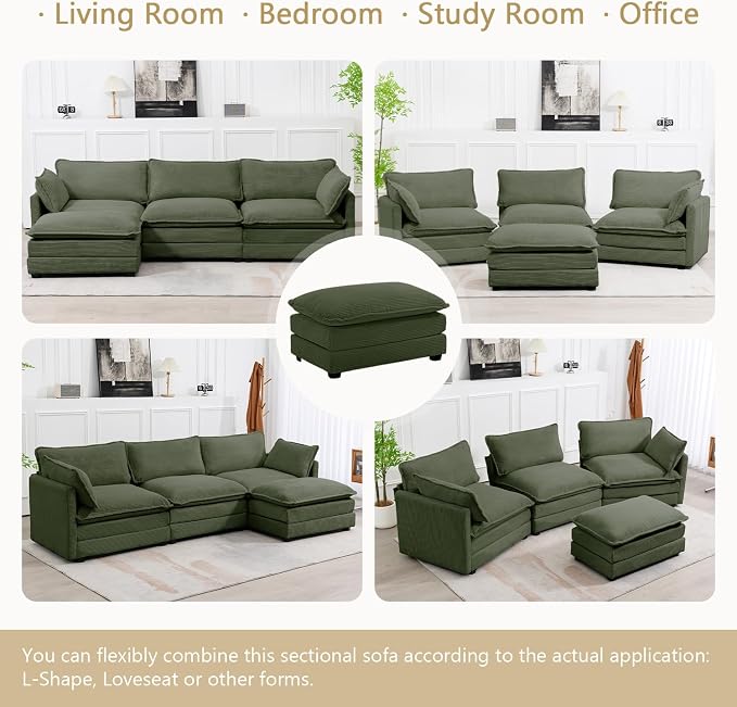 112'' Sectional Modular Cloud Couch, Oversized L Shaped 3 Seat Sofa - Image 6