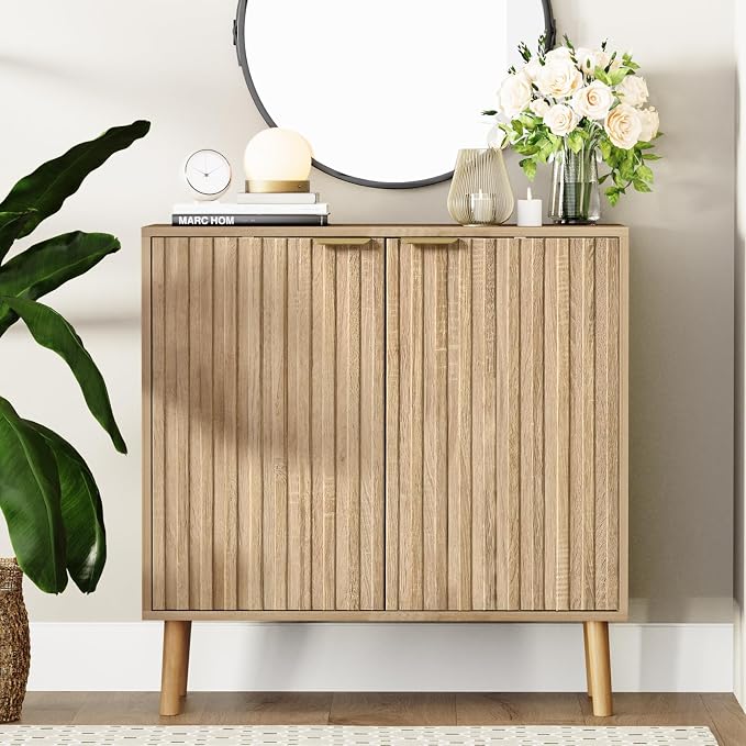 Vrullu Fluted Storage Cabinet, Free Standing Buffet, Wood Sideboard, Dining Room by Vrullu