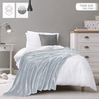 Utopia Bedding Soft Fleece Bed Blanket Twin Size Light Grey | Microfiber Plush - Image 2