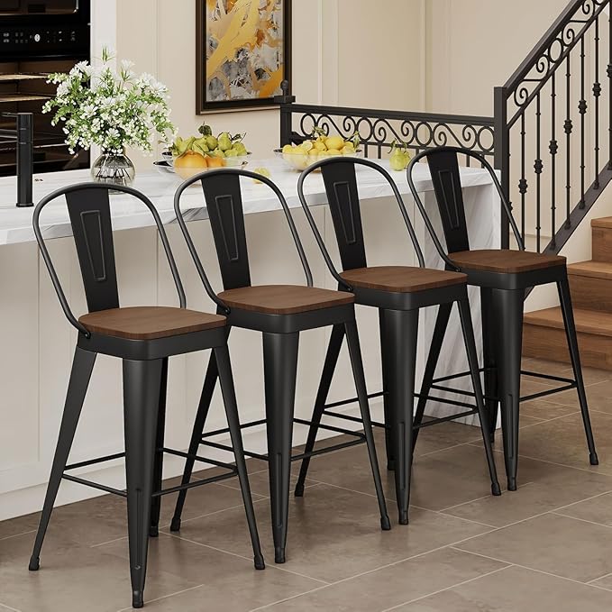 Andeworld Metal Bar Stools Set of 4, 30 inch Bar Height Barstools - Image 3