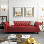Chesterfield 3 Seater Sofa, Modern Leather Tufted Couch 3 Seater by RUSTYER