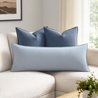 MIULEE Decorative Linen Lumbar Pillow Cover 14x36 Inch Light Blue | Boho - Image 3