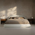 RECCI AirFrame Half-Moon Upholstered King Platform Bed Frame, Boucle Curved by RECCI