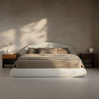 RECCI AirFrame Half-Moon Upholstered King Platform Bed Frame, Boucle Curved by RECCI