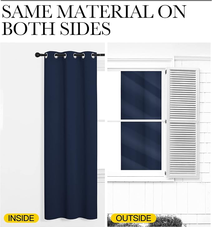 NICETOWN Navy Blackout Curtains 86" Long - Image 6