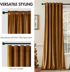 MIULEE Velvet Curtains 52x63 inches 2 Panels Gold Brown Blackout Curtains | - Image 2
