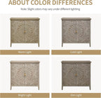 Carved Buffet Cabinet with Floral Pattern & Gold Handle, 31.5" W Distressed - Image 7