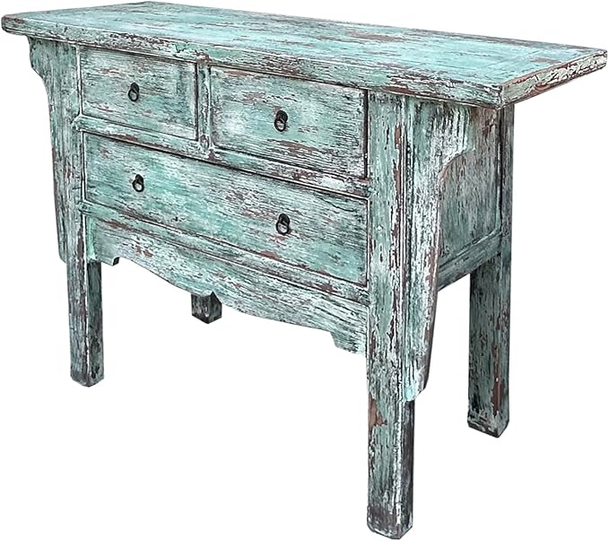 Vintage Distressed Pastel Green Marks Drawers Credenza Side Table Cabinet - Image 4