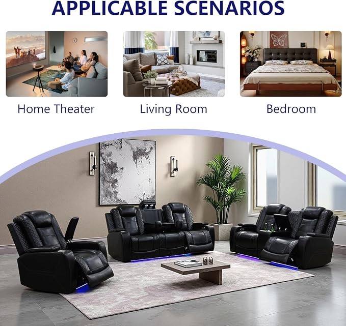 Leather Power Recliner Sofa Set - Image 8